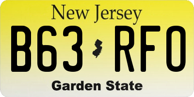 NJ license plate B63RFO