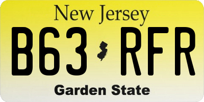 NJ license plate B63RFR