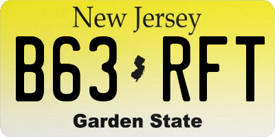 NJ license plate B63RFT