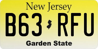 NJ license plate B63RFU