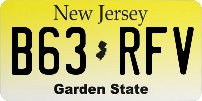 NJ license plate B63RFV