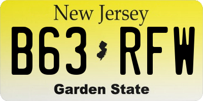NJ license plate B63RFW