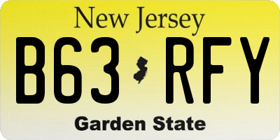 NJ license plate B63RFY