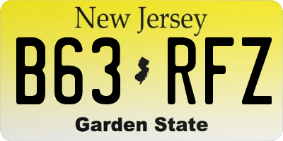 NJ license plate B63RFZ