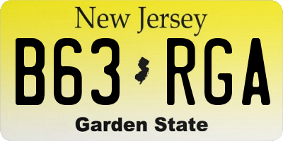 NJ license plate B63RGA