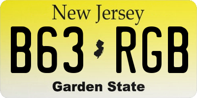 NJ license plate B63RGB