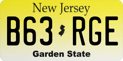 NJ license plate B63RGE