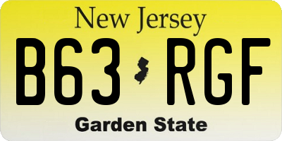 NJ license plate B63RGF