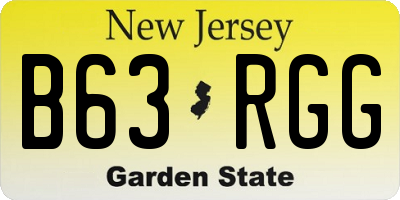 NJ license plate B63RGG