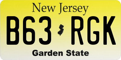 NJ license plate B63RGK
