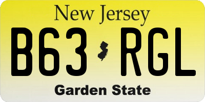 NJ license plate B63RGL