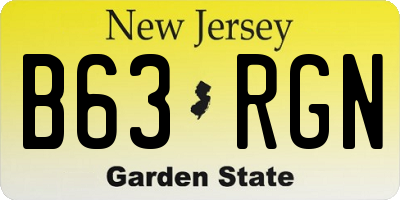 NJ license plate B63RGN