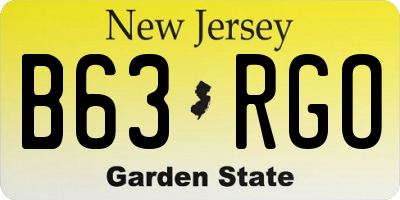 NJ license plate B63RGO