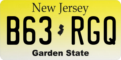 NJ license plate B63RGQ