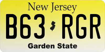 NJ license plate B63RGR