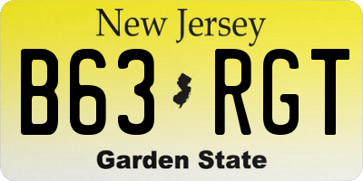NJ license plate B63RGT
