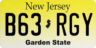 NJ license plate B63RGY