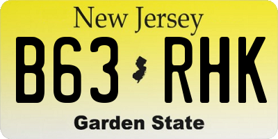 NJ license plate B63RHK