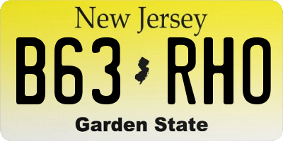 NJ license plate B63RHO