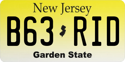 NJ license plate B63RID