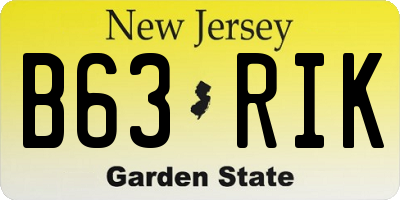 NJ license plate B63RIK