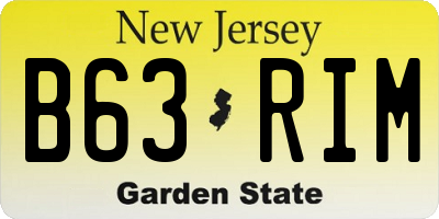 NJ license plate B63RIM