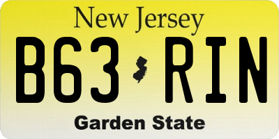 NJ license plate B63RIN