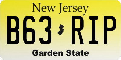 NJ license plate B63RIP