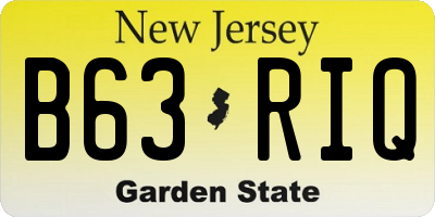 NJ license plate B63RIQ