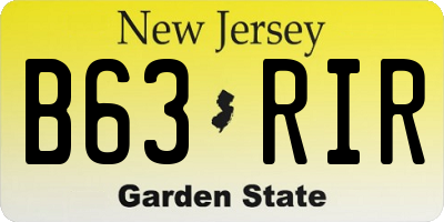 NJ license plate B63RIR