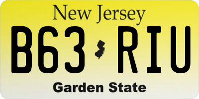 NJ license plate B63RIU