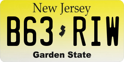 NJ license plate B63RIW