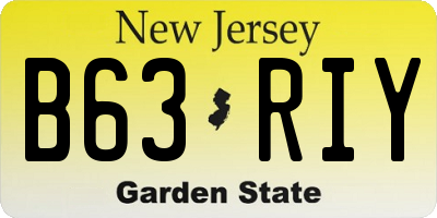 NJ license plate B63RIY
