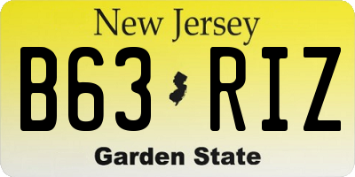 NJ license plate B63RIZ