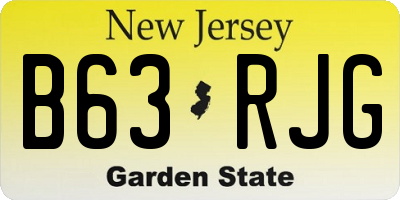 NJ license plate B63RJG