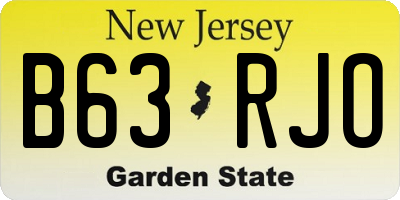 NJ license plate B63RJO