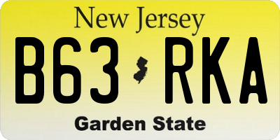 NJ license plate B63RKA