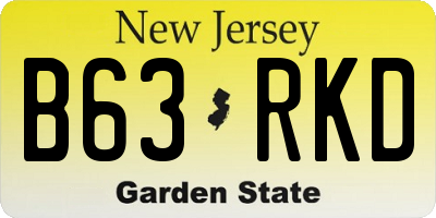 NJ license plate B63RKD