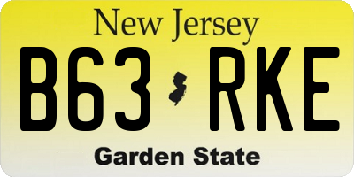NJ license plate B63RKE