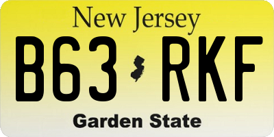 NJ license plate B63RKF