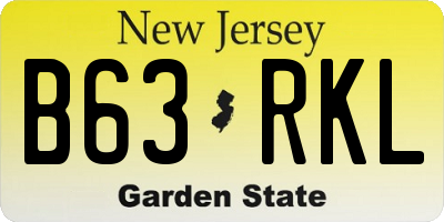 NJ license plate B63RKL