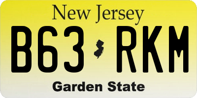 NJ license plate B63RKM