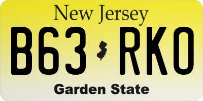 NJ license plate B63RKO