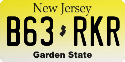 NJ license plate B63RKR