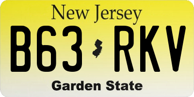 NJ license plate B63RKV