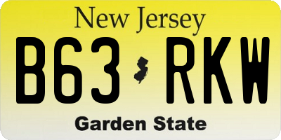 NJ license plate B63RKW