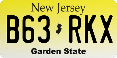NJ license plate B63RKX