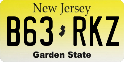 NJ license plate B63RKZ