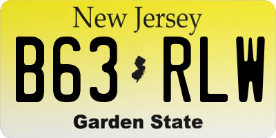 NJ license plate B63RLW