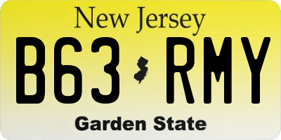NJ license plate B63RMY